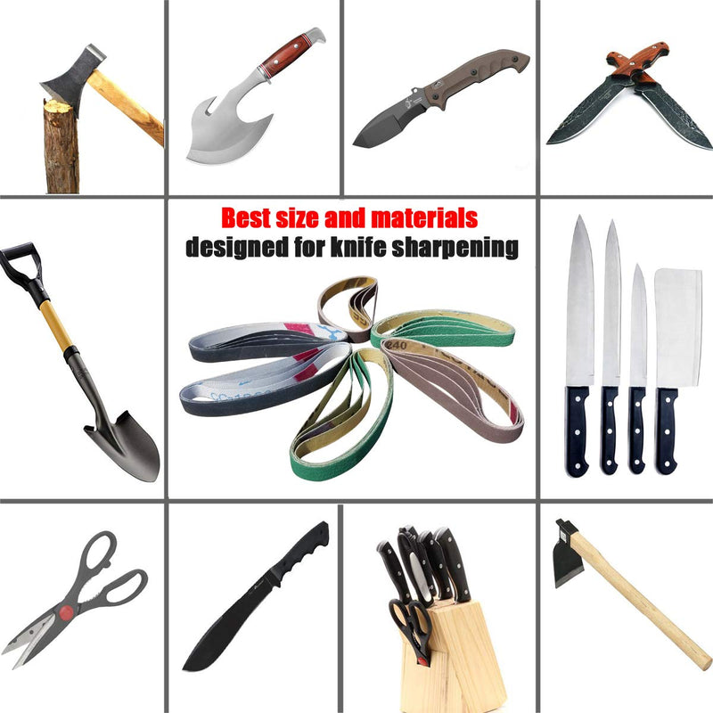 24 Pcs 1/2" x 12" Replacement Belt Kit for Work Sharp Original Knife & Tool Sharpener and Combo Knife Sharpener (WSKTS & WSKTS-KT) - 80/120/240/400/1000/1200 Grits