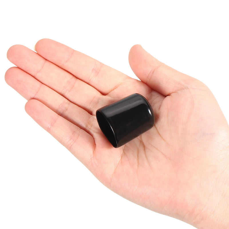 PATIKIL 13/16" ID Round Rubber End Caps, 12 Pcs Rubber Bolt Covers Caps PVC Rubber Screw Covers Flexible Screw Thread Protector Caps for Metal Tube Rod Bolt, Black 13/16"