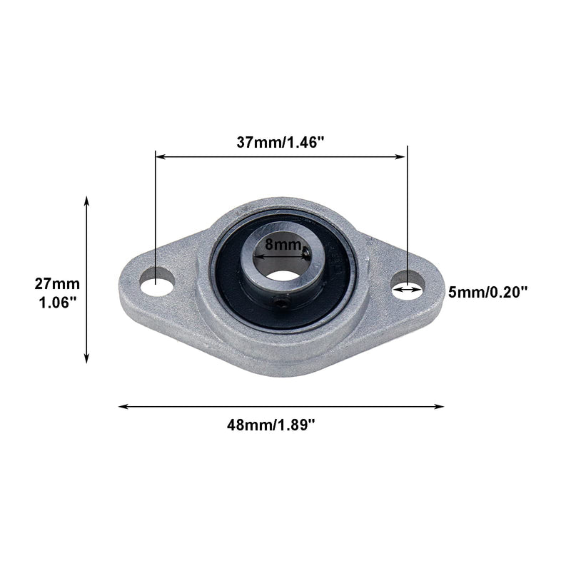 Pillow Block Bearing 4Pcs 8mm/0.31" ID Silver Zinc Alloy Pillow Block Flange Bearing Self-Alignment KFL08