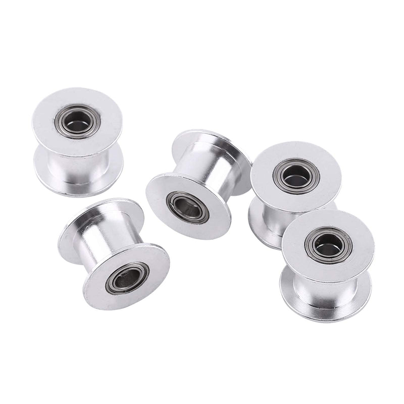5-Pack GT2 Idler Pulleys, GT2 20 Toothless Bore 5mm Aluminum Timing Belt Idler Pulley for 10mm Width 3D Printer Timing Belt