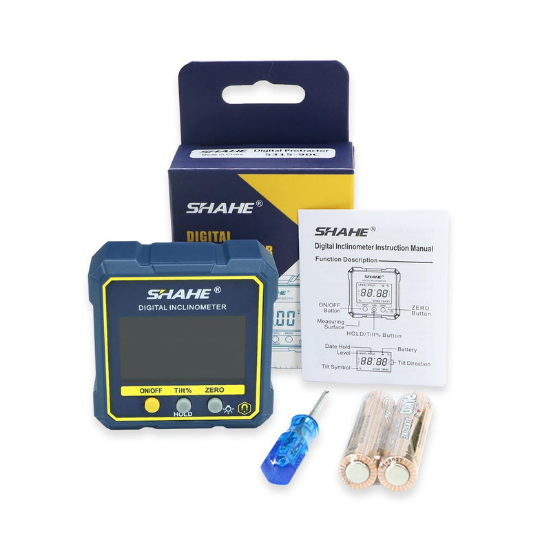 SHAHE Digital Angle Gauge Magnetic Protractor Inclinometer Level Angle Finder Angle Cube Level Box with Magnetic Base and Backlight Plastic