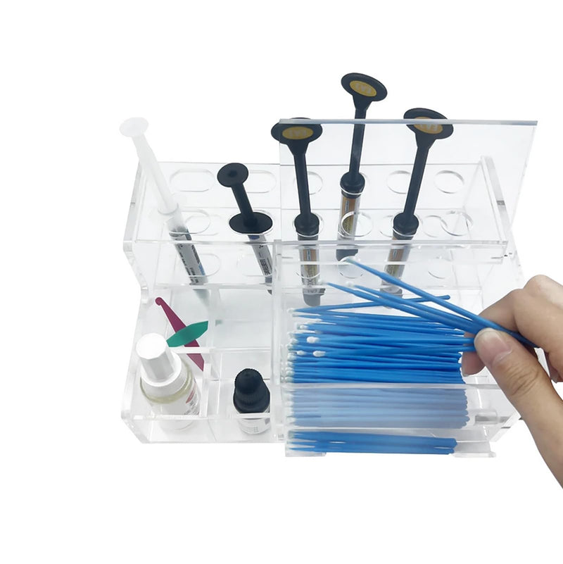 Dental Syringe Acrylic Organizer, YOUYA DENTAL Multi-Function Acrylic Dental Composite Organizer Transparent Resin Holder Applicator for Resin Adhesive Syringes Brush Dispenser Placement Rack Tool Medium