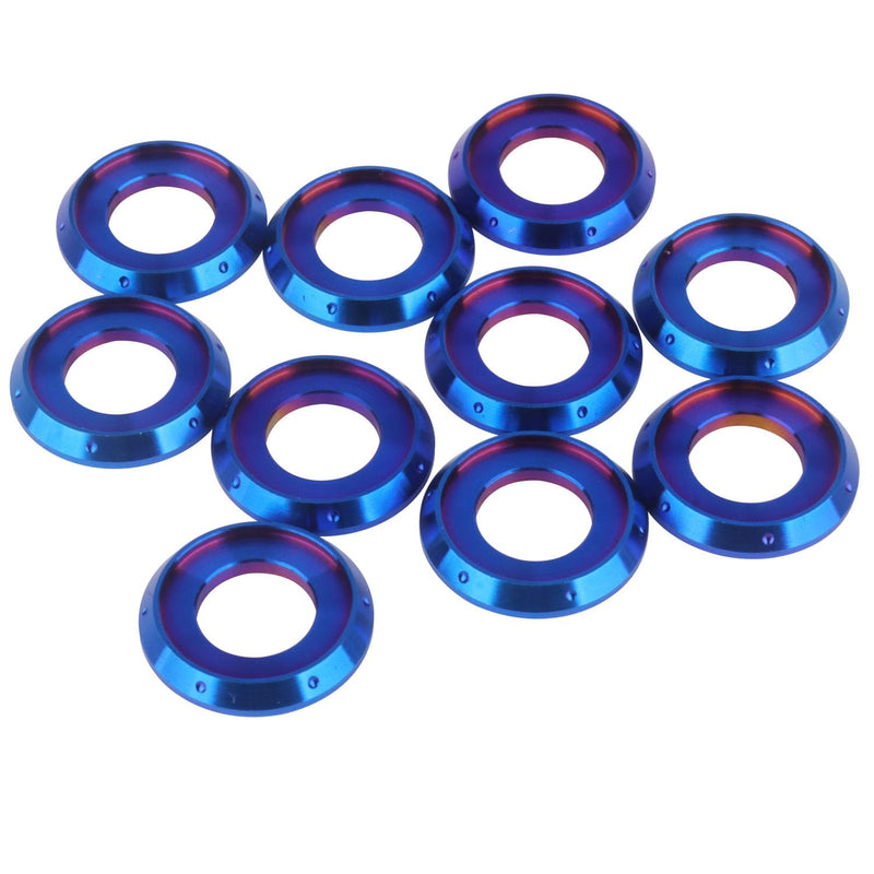 10Pcs Titanium Flange Washer M5 M6 M8 M10 Spacer Washer for Motorcycle Car (Burnt Blue, M10) Burnt Blue