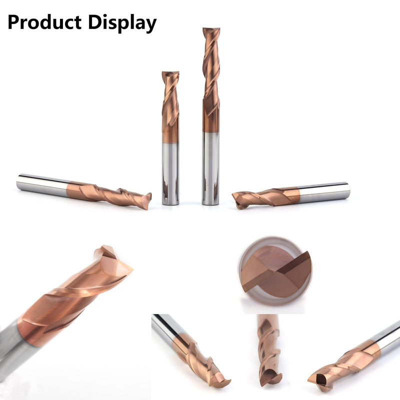 2 Flute 1/2" Carbide Square End Mill Micrograin Milling Bits Sets TISIN Coating CNC Router Bit for Steel 1/2 in