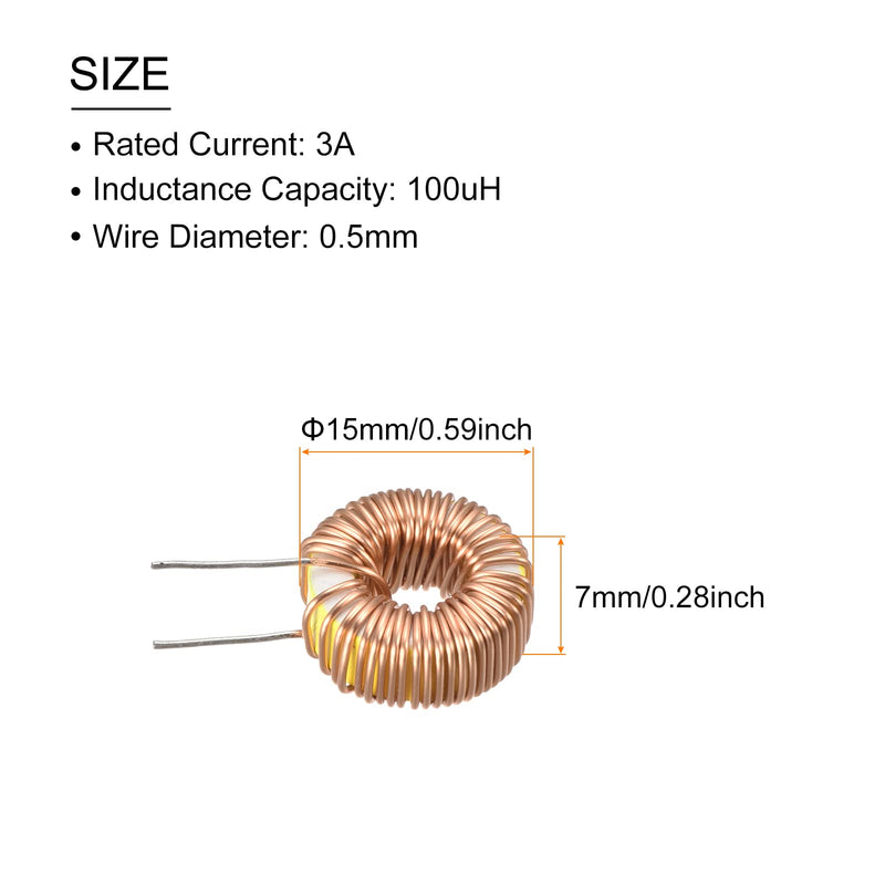 Toroid Core Inductance Common-Mode Coil Copper Wired, [for DIY] - 100uH 3A / 5 Pcs