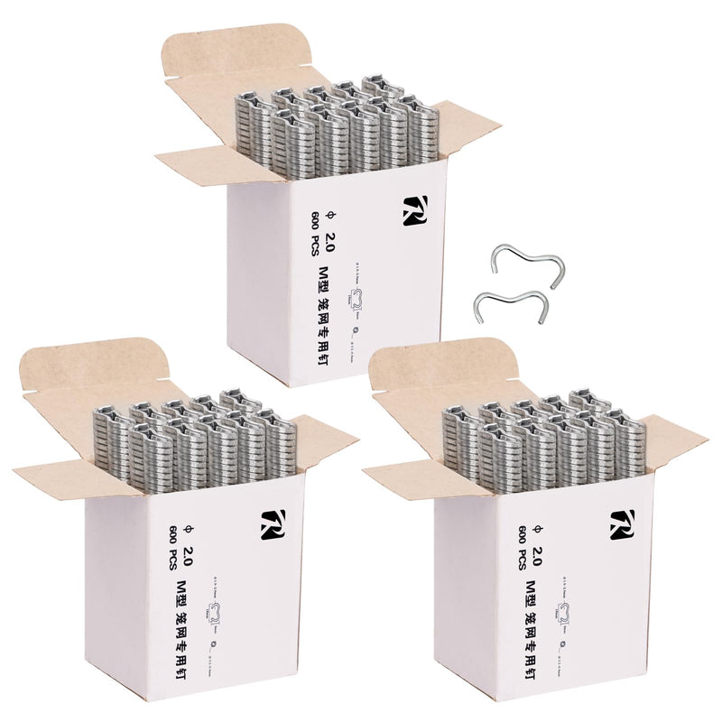 1800Pcs Type M Nail Ring, Wire Cage Clips, Galvanized Steel M Clips Hog Ring Nail Fence Fastener for Fencing, Animal Cages, Car Cushions, Upholstery ﻿ (M Nail Rings) M Nail Rings