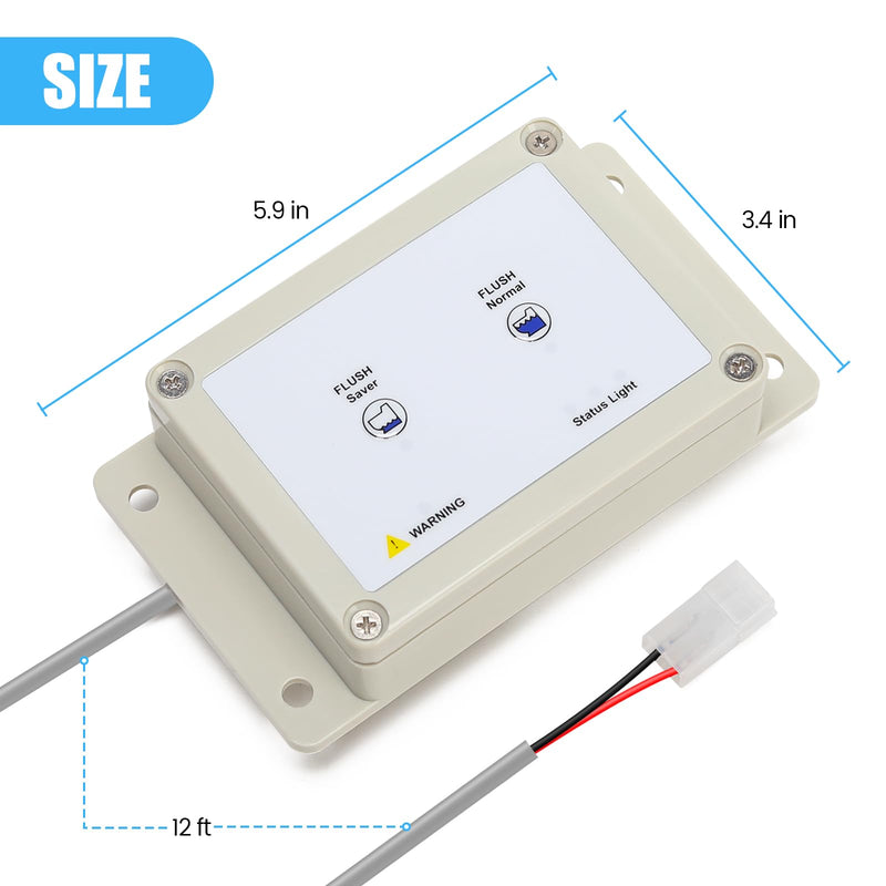 36387 RV Toilet Switch Panel, Wall Switch with Dual Flush Mode, Auto-Clean, LED Water Indicator, Compatible with Double Button Style Tecma Silence Plus 2006-Present for RV & Marine