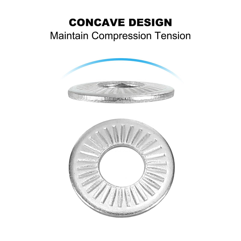 PATIKIL 304 Stainless Steel Flat Washers, 100 Pack M3x8mm Belleville Spring Disc Washer Conical Knurled Metric Gasket for Automotive Industrial Construction