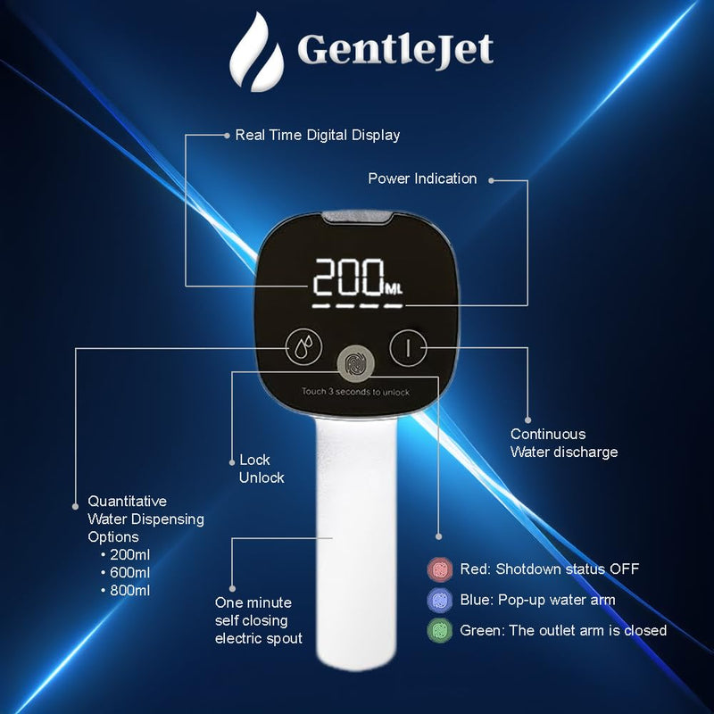 Automatic Water Dispenser Pump for 5 Gallon Bottle - Digital Display, Type-C USB Charging, Portable Electric Water Pump, Foldable Spout, Quantitative & Continuous Dispensing (Black - Silver) Black - Silver - NewNest Australia