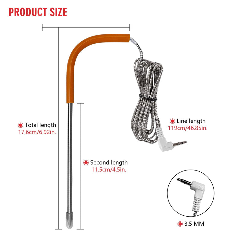 Replacement Meat Probe for Traeger Pellet Grill, 2-Pack Temperature Probes, with 2 Pcs Grommets and 2 Pcs Clips, 3.5 mm Plug Waterproof Thermometer Probe Accessories