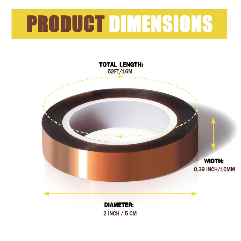12 Rolls 10mm x16m(52FT) Heat Tape High Temperature Heat Resistant Tape Heat Transfer Tape for Heat Sublimation Press Vinyl,No Residue