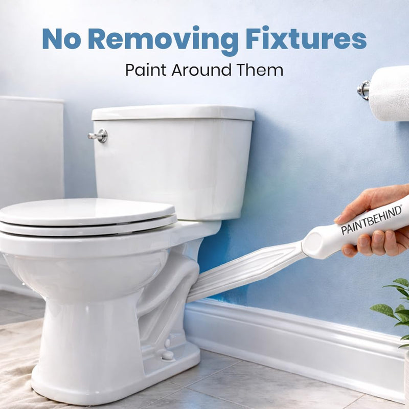 PAINT BEHIND Toilet Tool Nylon Brush, Painting Tool with 3 Pads & 2 Trays