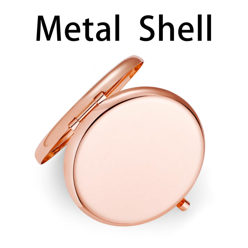 Compact Mirror, Pocket Travel Makeup Mirror for Purse, Metal Round Shell, 2-Sided 1X/2X Magnifying, Portable, Folding, Handheld, Rose Gold, 12 Pack