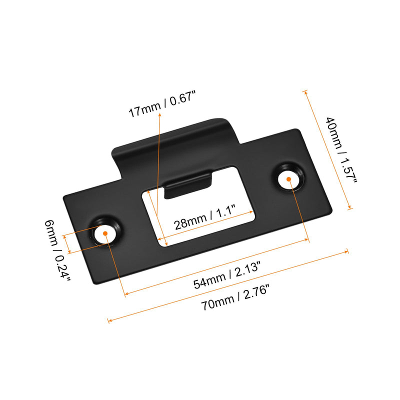 uxcell t Door Strike Plate, 6Pcs 70mm x 40mm 201 Stainless Steel Latch Deadbolt Strike Plate for Door Frame Door Jamb, Black