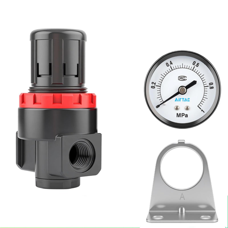 Low Pressure Air Compressor Regulator Airtac AR2000-C 1/4'' NPT with Bracket and Gauge 0-60 PSI Adjustable Low Pressure AR2000C 1/4'' NPT 0-60 PSI