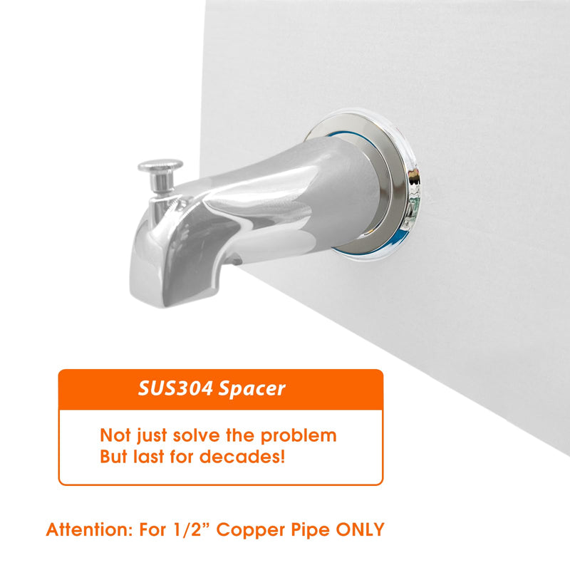 1/4" Thick SUS304 Tub Spout Cover Ring, Bathtub Faucet Surround Sealing Spacer Plate, Bath Shower Remodel Trim Faceplate Gasket (Chrome)
