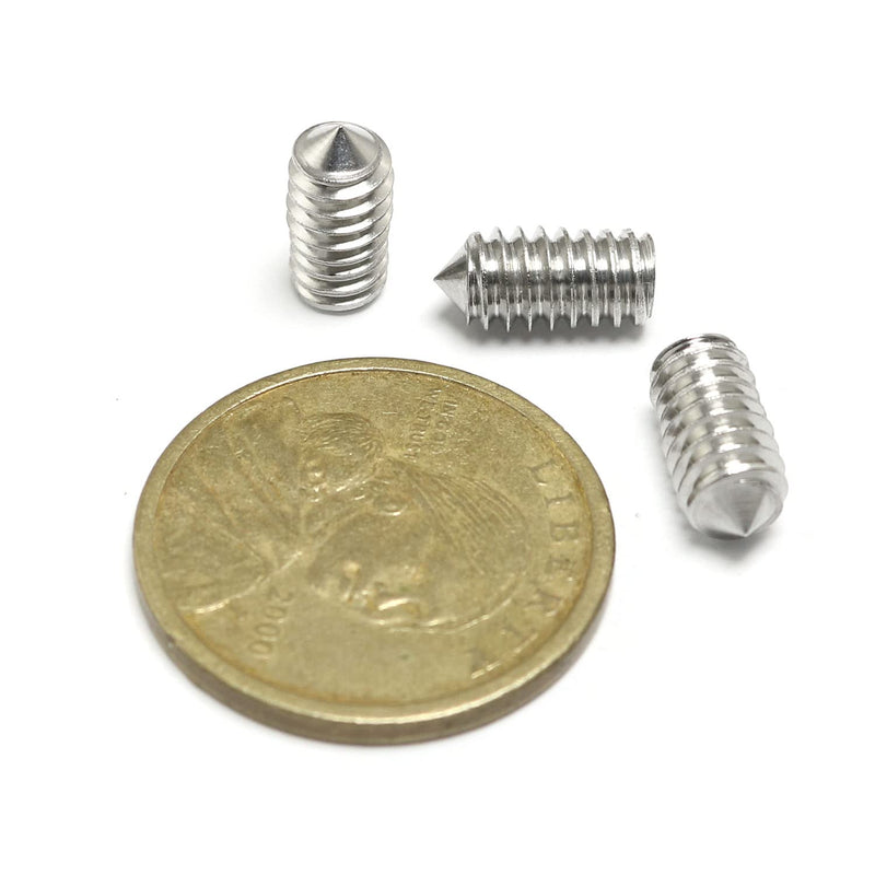 20pcs 1/4-20x1/2" Hexagon Hex Socket Set Grub Screws 304 Stainless Steel Full Thread Cone Point Grub Screw