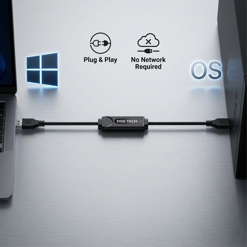 DSD TECH SH-K03A USB 3.0 Data Link Cable, 5Gbps Fast File Transfer & KM Sharing, Win and Mac, 10ft