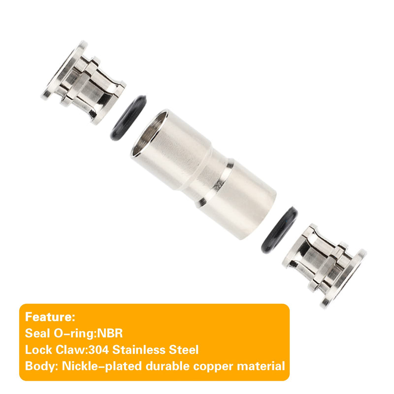 1/4 Union Straight Push to connect fittings Stainless Steel Pneumatic Push Connectors,CEKER 1/4" x 1/4" OD Tube Quick Connect Fittings Air Line Fittings for 1/4 inch Tube 2Pack