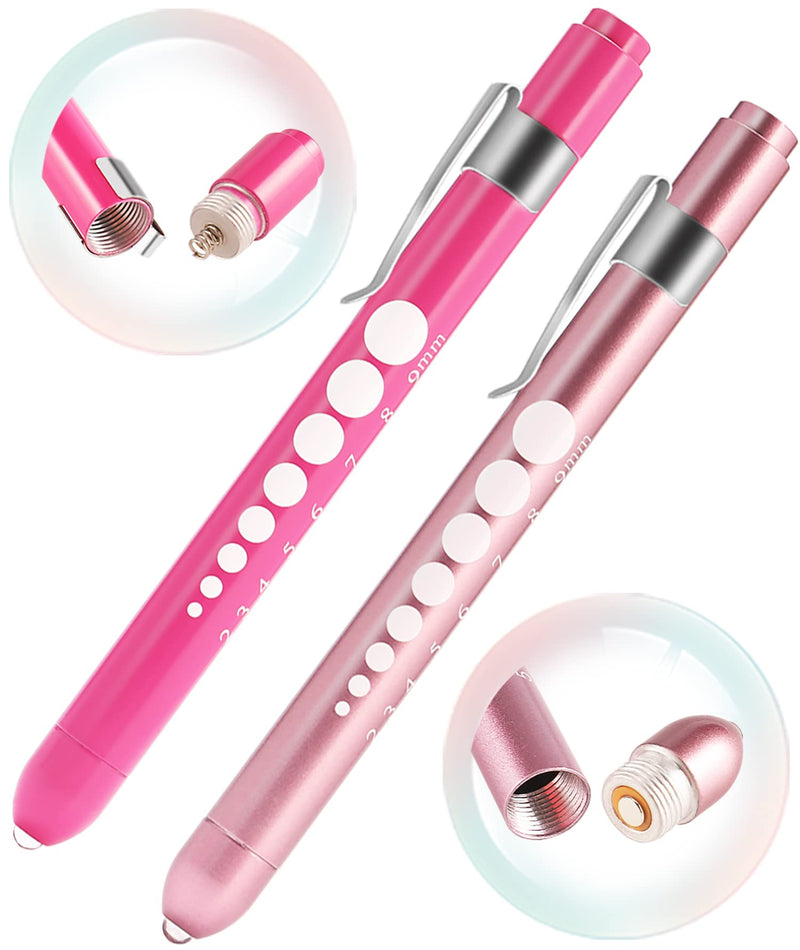 MEUUT 3 Pack Pen light & Medical Scissors-One Pantented Trauma Scissor Two LED Penlight with Pupil Gauge -8" Bandage Scissor for Nurse Doctor EMT Pink Scissor+pink&light Pink Penlight