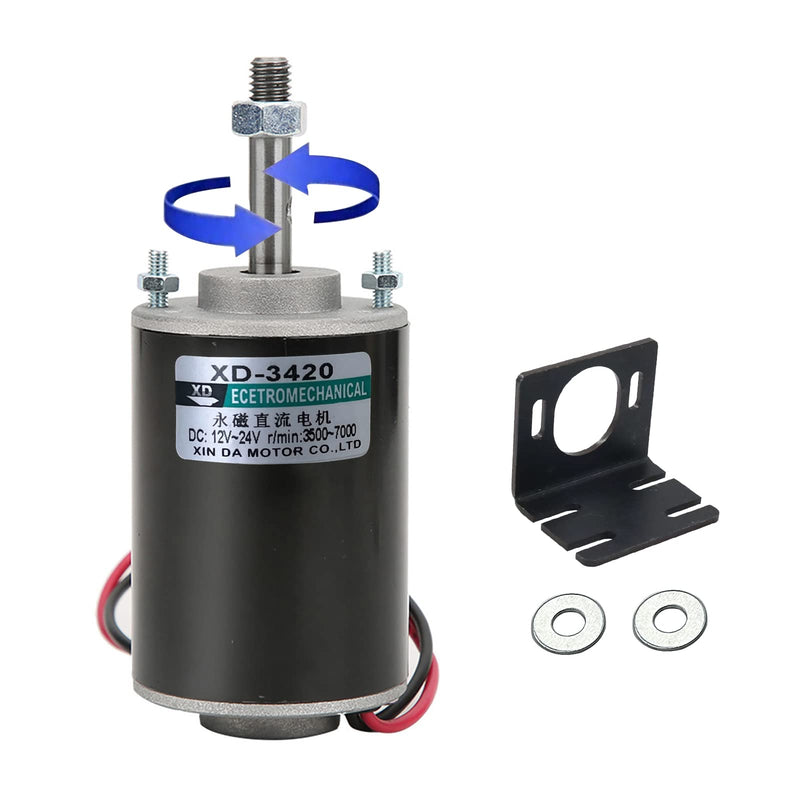 High Torque DC Motor 12 V/24 V Permanent Magnet Motor Mini DC Motor DIY Generator Motor 30W CW/CCW with Moun Conventional rotary threaded shafts