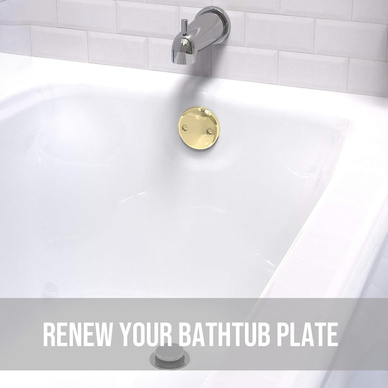 Universal Bathtub Overflow Drain Face Plate 2 Hole Tub Overflow Drain Plate Matching Screws(Brushed Brass) Brushed Brass