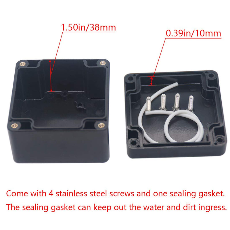 2 Pack Project Box IP65 Waterproof Junction Box ABS Plastic Black Electrical Boxes DIY Electronic Project Case Power Enclosure 3.27"x3.19"x2.2"(83x81x56mm) 3.27"x3.19"x2.2"(2Pcs)