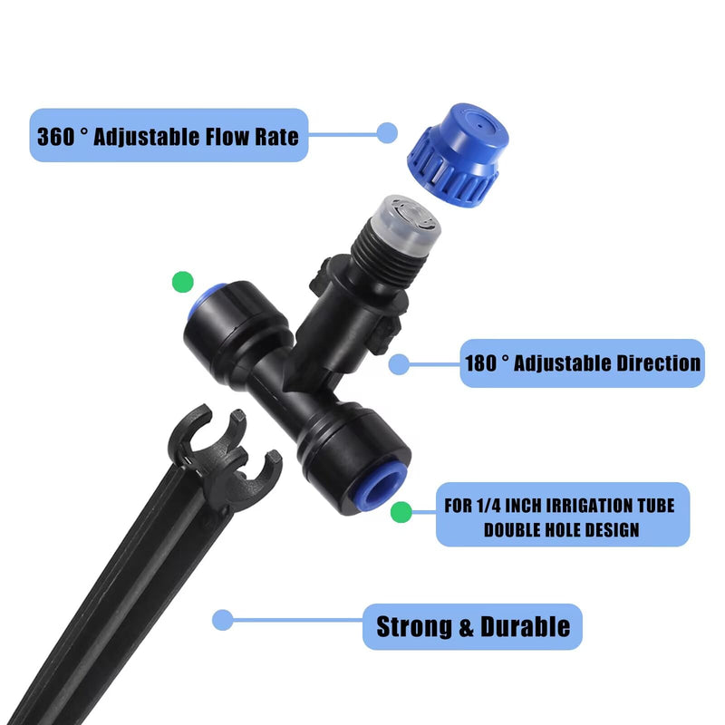 Drip Irrigation Emitters,with Adjustable 360 Degree Water Flow Drippers Atomization Sprayer for 1/4 inch Tubing,Garden Drippers Sprinker for House Garden Watering System (36pcs-Atomization Sprinker) 36pcs-Atomization Sprinker
