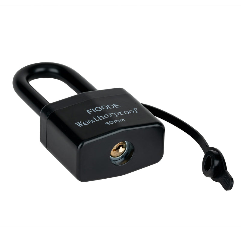 FIGODE® Outdoor Waterproof Padlock, Covered Heavy Duty Laminated Steel Keyed Lock, 2.2 in. Wide, Long Padlock 1 PACK LONG