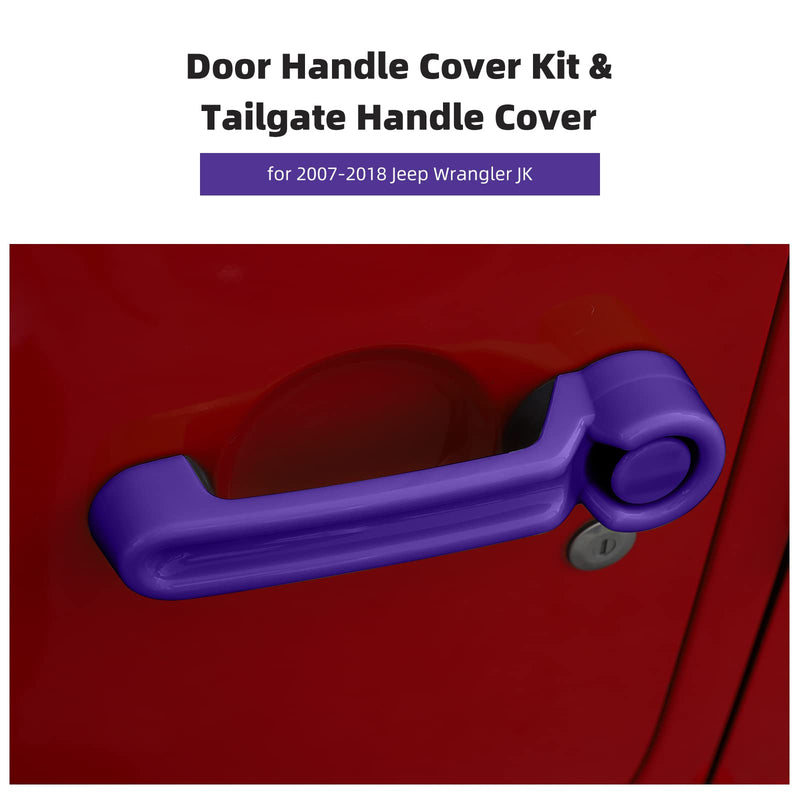 CheroCar for Jeep JK Door Handle Cover Kit & Tailgate Handle Cover for 2007-2018 Jeep Wrangler JK (Purple) Purple