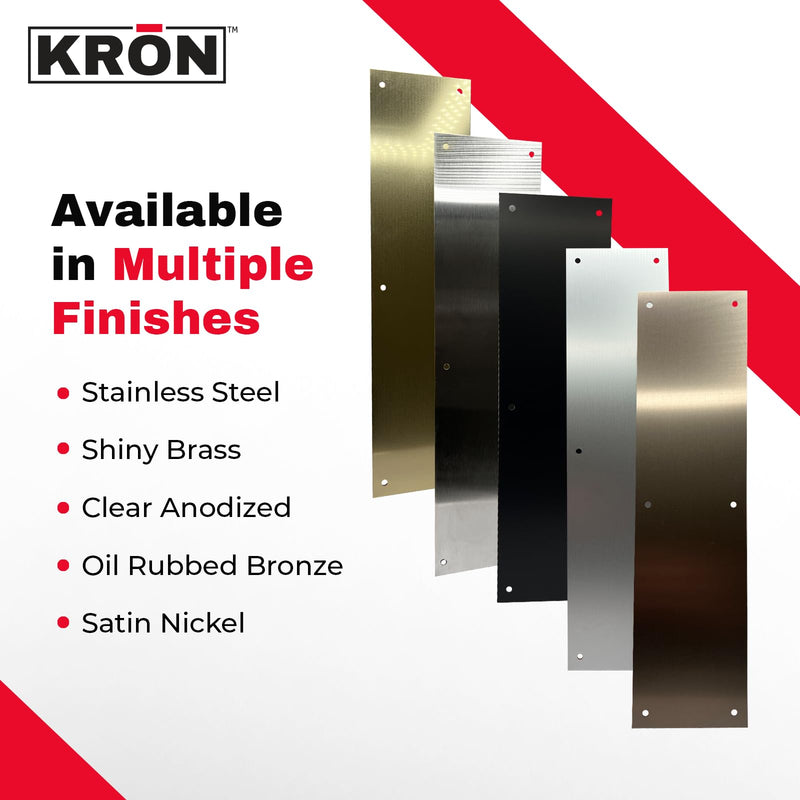 KRON - Door Push Plate, 4” x 16” Metal Plate with Screws for Wood or Metal Doors, Door Protection with Pre-Drilled Holes and Commercial Grade Screws - Oil Rubbed Bronze Oil Rubbed Anodize Aluminum - NewNest Australia
