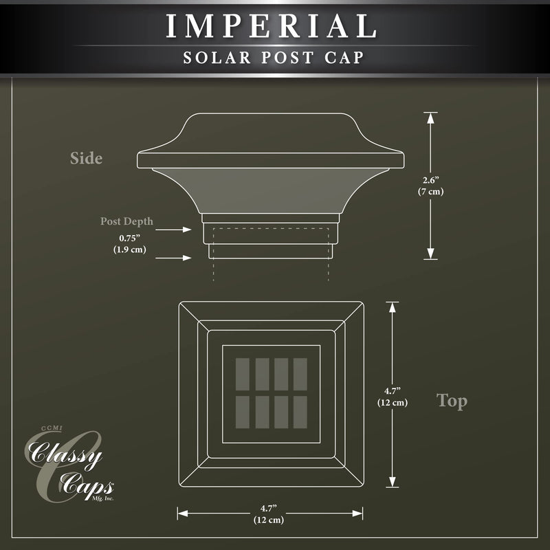 Classy Caps SL082B Imperial Outdoor Post Light- Fits 2" x 2", 2.25" x 2.25", 2.5" x 2.5" Posts, Black Powder Coated Aluminum CAP - NewNest Australia