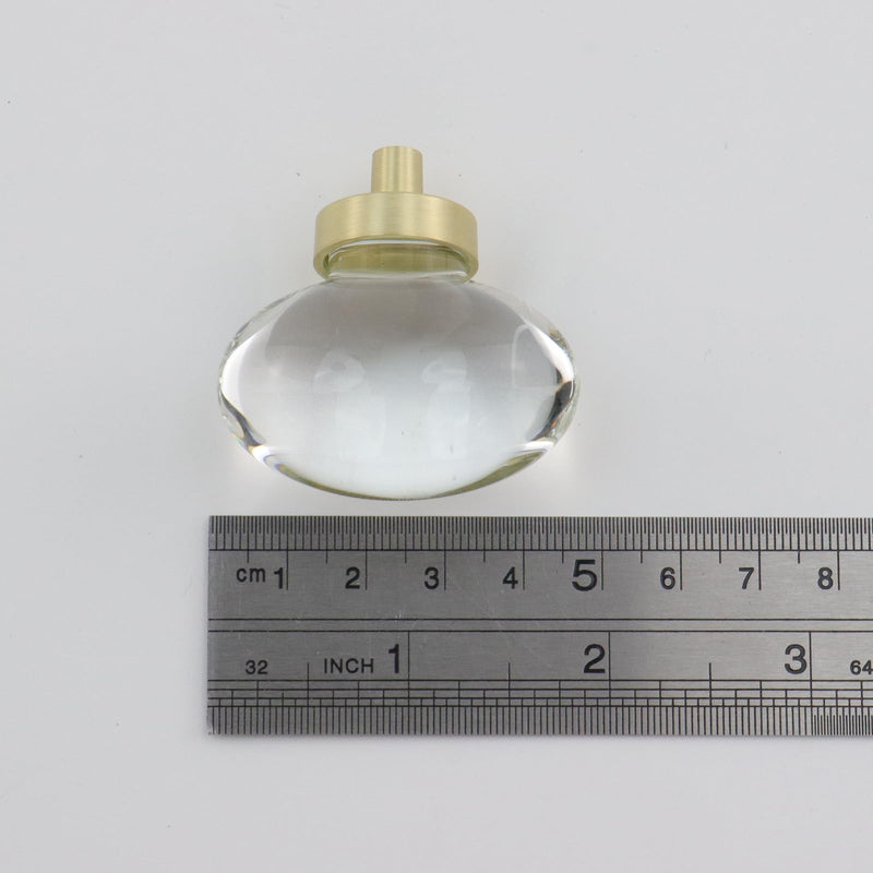 5 Pack Crystal Cabinet Knobs, Oval Crystal Knobs for Dresser Cabinet Wardrobe Hardware Accessories, Brass Furniture Hardware Pulls（Pigeon Egg Shape） Transparent
