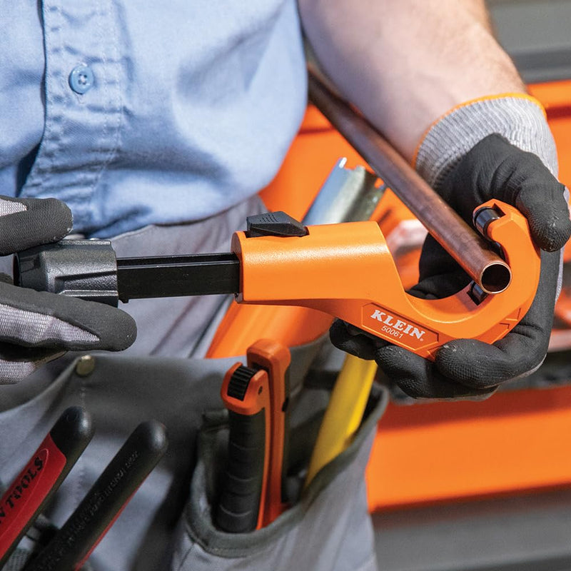 Klein Tools 50061 Quick-Adjust Tubing Cutter, 1-5/8-Inch O.D. Cutting Capacity for Copper and Aluminum, Compact, Retractable Telescoping Deburring Tool