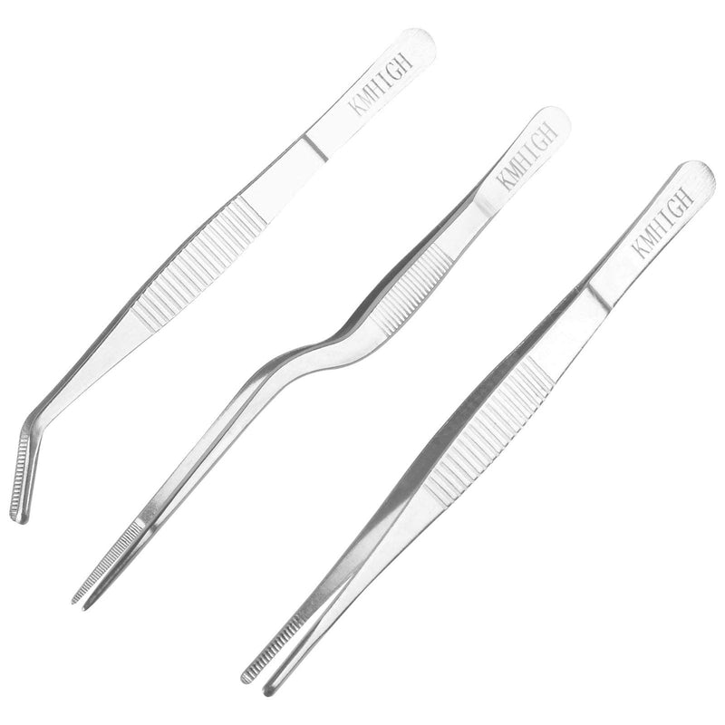 Stainless Steel Tweezers Set, For Small Gardening and Kitchen, Multi-Purpose Tools. (3Pcs, 6.15Inches / 6.3Inches / 6.5Inches)