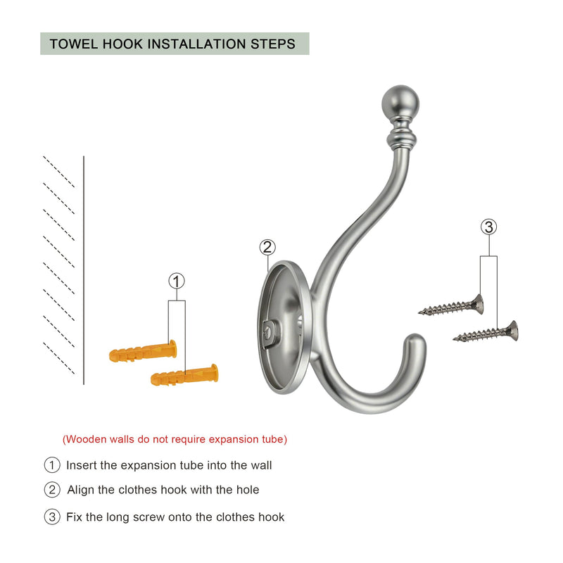 AVICCI 5 Pack Coat Hooks Matte Black Coat Hook,Heavy Duty Hooks Decorative Wall Hooks for Bathroom Bedroom Kitchen Towel Robe Clothes Cabinet Closet Bathroom Hardware
