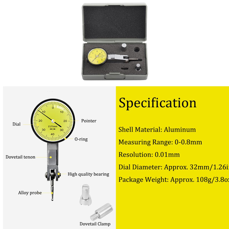 CNC Dial Test Indicator .0001 Test Indicator 1 4 Collet Aluminum 0 0.8Mm 0.01Mm Metric Dovetail Rails Dial Test Indicator Dial