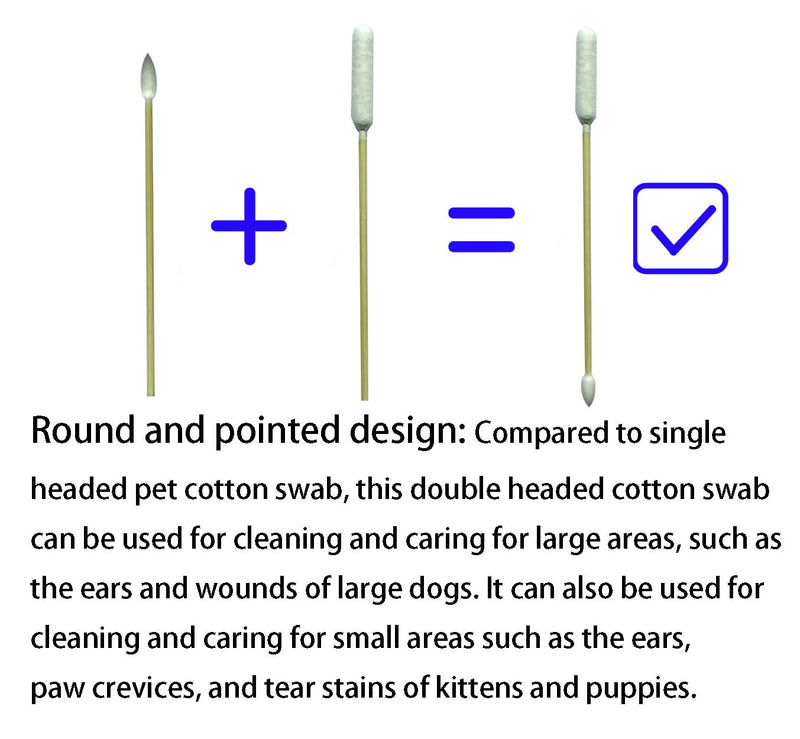 Large Q Tips for Dogs Ears, 6 Inch Cotton Swabs for Cleaning Large Dogs Ear, Long Q Tips Pet Cotton Buds for Dog Ear Care, Apply Medicine, CleanWound (100) 100 - PawsPlanet Australia