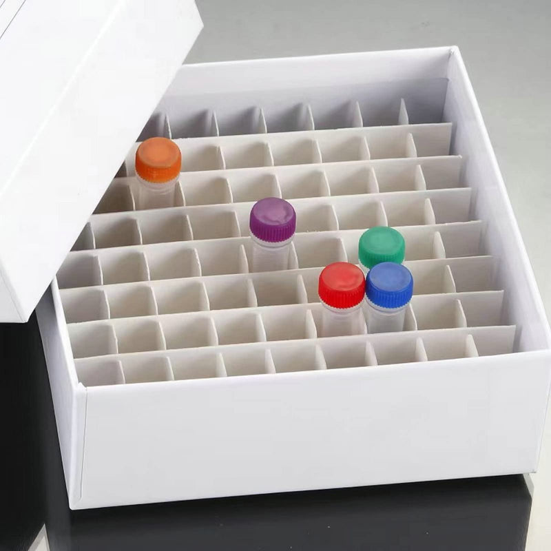 Cardboard Freezer Box - White/81 Place,Water and Ice Resistant Coating,For storing 1.5-2.0 mL cryovials(Pack of 6)