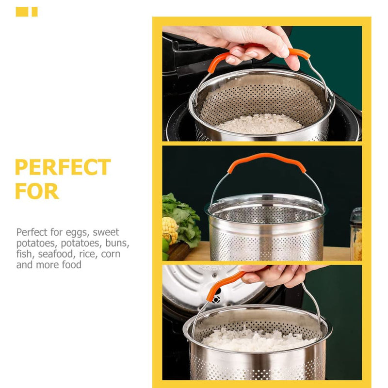 Stainless Steel Steamer Basket 8.50 Inch Steam Basket for Rice Cooker and Pot Steaming Rack for Eggs Fish Seafood Corn Potatoes Buns Home and Restaurant Use 21.6X21.6X11.8CM