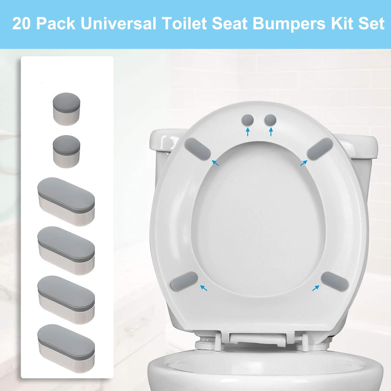 Boao 18 Pcs Universal Toilet Seat Bumpers Kit Toilet Bumpers with Strong Adhesive Rubber Bumpers Pads Replacement for Families, Hotels, Hospitals Toilet Seats