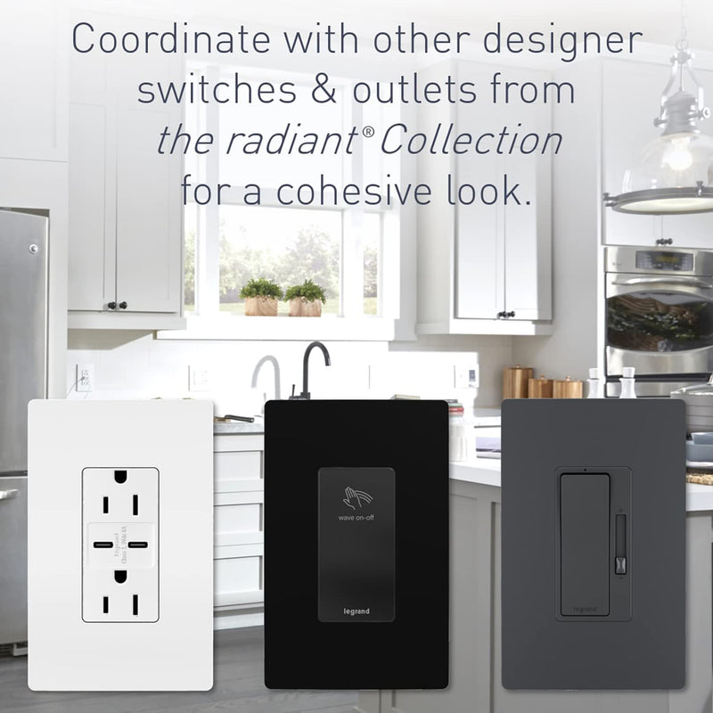 Legrand radiant 2097TRWRGRY 20 Amp Outdoor GFCI Self Test Tamper Resistant Weather Resistant Decorator Duplex Outlet, Gray (1 Count)