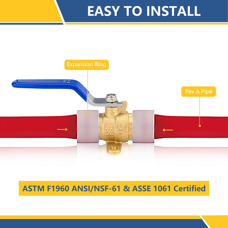5PACK GUOFIS 1/2"PEX-A Expansion Ball Valve with Drop ear(VALVE027-5) 5 1/2 Inch