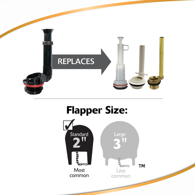 Lavelle 4030PK Korky 2-Inch Adjustable Flush Valve Kit with Tank-to-Bowl Gasket and Hardware, Black