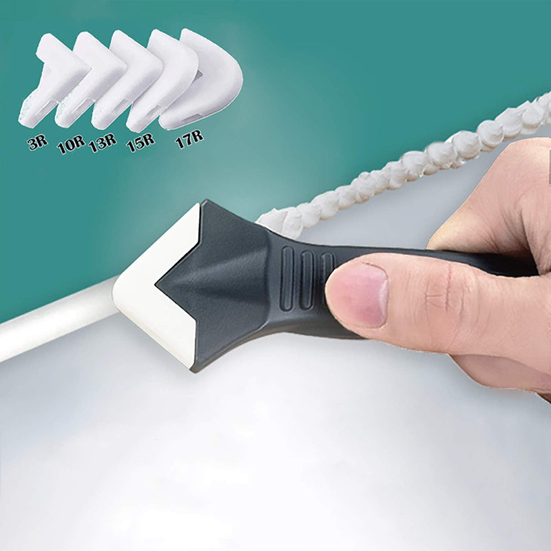 11Pcs Caulking Tools, 3 in 1 Silicone Caulking Finishing Tool Kit(stainless steelhead), Reuse and Replace 5 Silicone Pads, Sealant Caulk for Kitchen Bathroom Window, Sink Joint