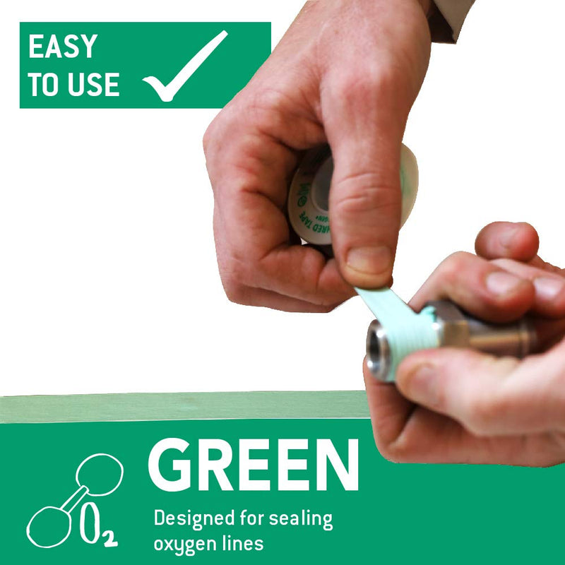 Gasoila Green PTFE Thread Seal Tape – Professional-Grade, 1/2 Inch x 260 Inch, High-Density Tape for Oxygen Lines –Leak-Proof Seal, Non-Toxic,1 Pack 1/2 Inch x 260 Inch Roll