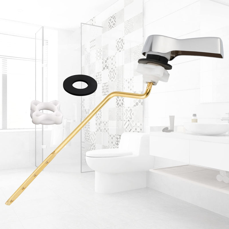 Hibbent Universal Metal Toilet Tank Flush Lever Replacement, Toilet Handle Replacement Trip Levers with Stainless Steel Flapper Chains for Most Side Mount Toilets,Toilet Repair Handle,Chrome Finish Chrome