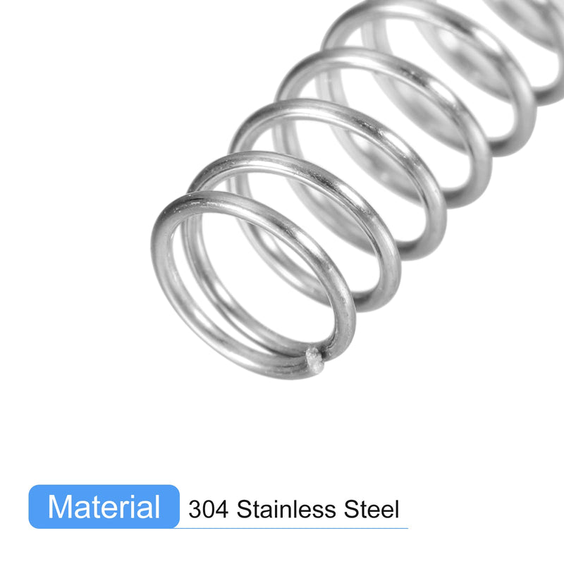uxcell Compression Spring, 5Pcs 304 Stainless Steel, 4mm OD, 0.4mm Wire Size, 40mm Free Length, Silver Tone 0.4mmx4mmx40mm
