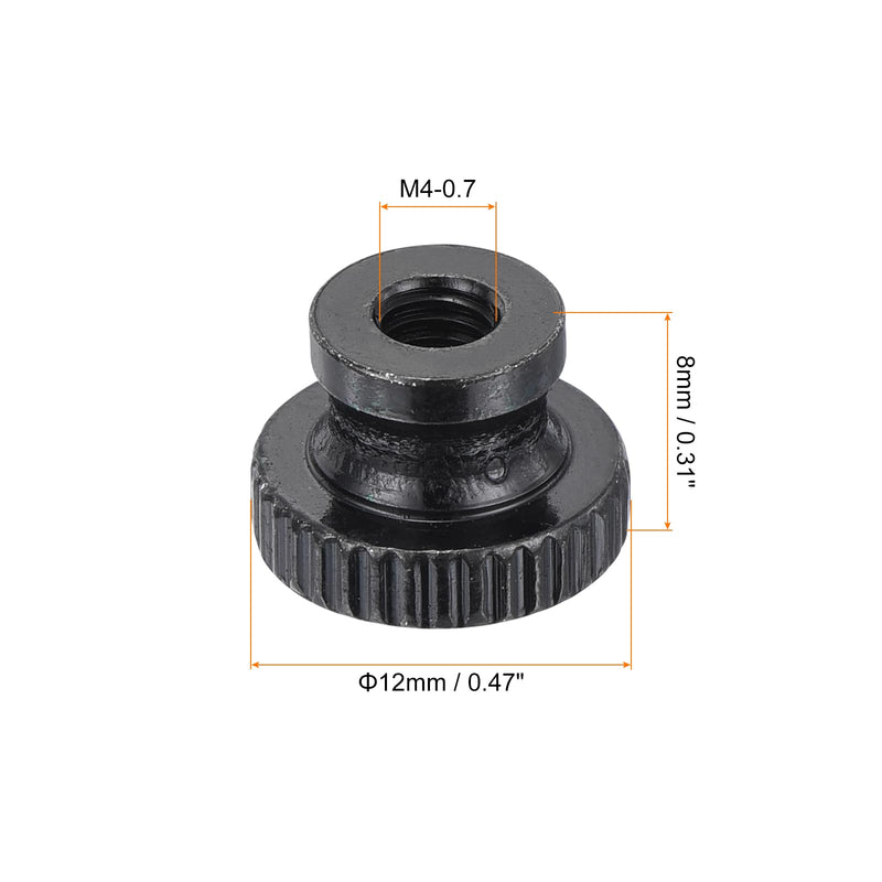 uxcell Knurled Thumb Nuts, 30Pcs M4 x 12 x 8mm Carbon Steel Knurled Nut, Adjusting Round Knobs Fasteners Nuts for 3D Printer Parts, Black 30