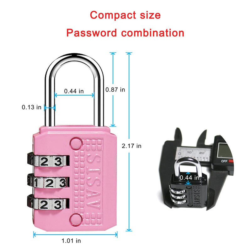 3 Digit Combination Lock,Gym Padlock,Outdoor Padlock,Suitable for School Lockers,Tool Boxes,Travel Backpack,Hasp(Pink 1pack) 1 Pink